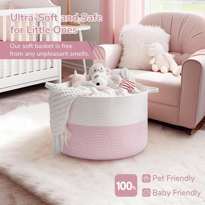 XXXLarge Woven Rope Blanket Basket Living Room Pink, 90L