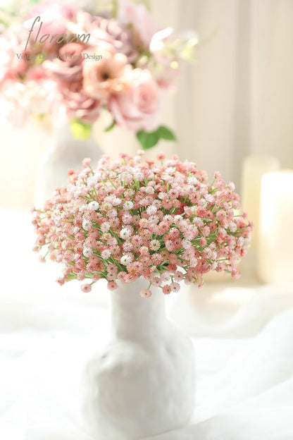 18pcs Artificial Babys Breath Gypsophila Greenery Sprays, Real Touch Dusty Rose Blush Pink Fake Flowers for Wedding Bouquets Centerpieces Floral Arrangements and Decorations