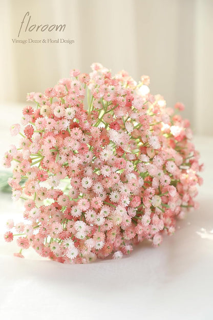 18pcs Artificial Babys Breath Gypsophila Greenery Sprays, Real Touch Dusty Rose Blush Pink Fake Flowers for Wedding Bouquets Centerpieces Floral Arrangements and Decorations
