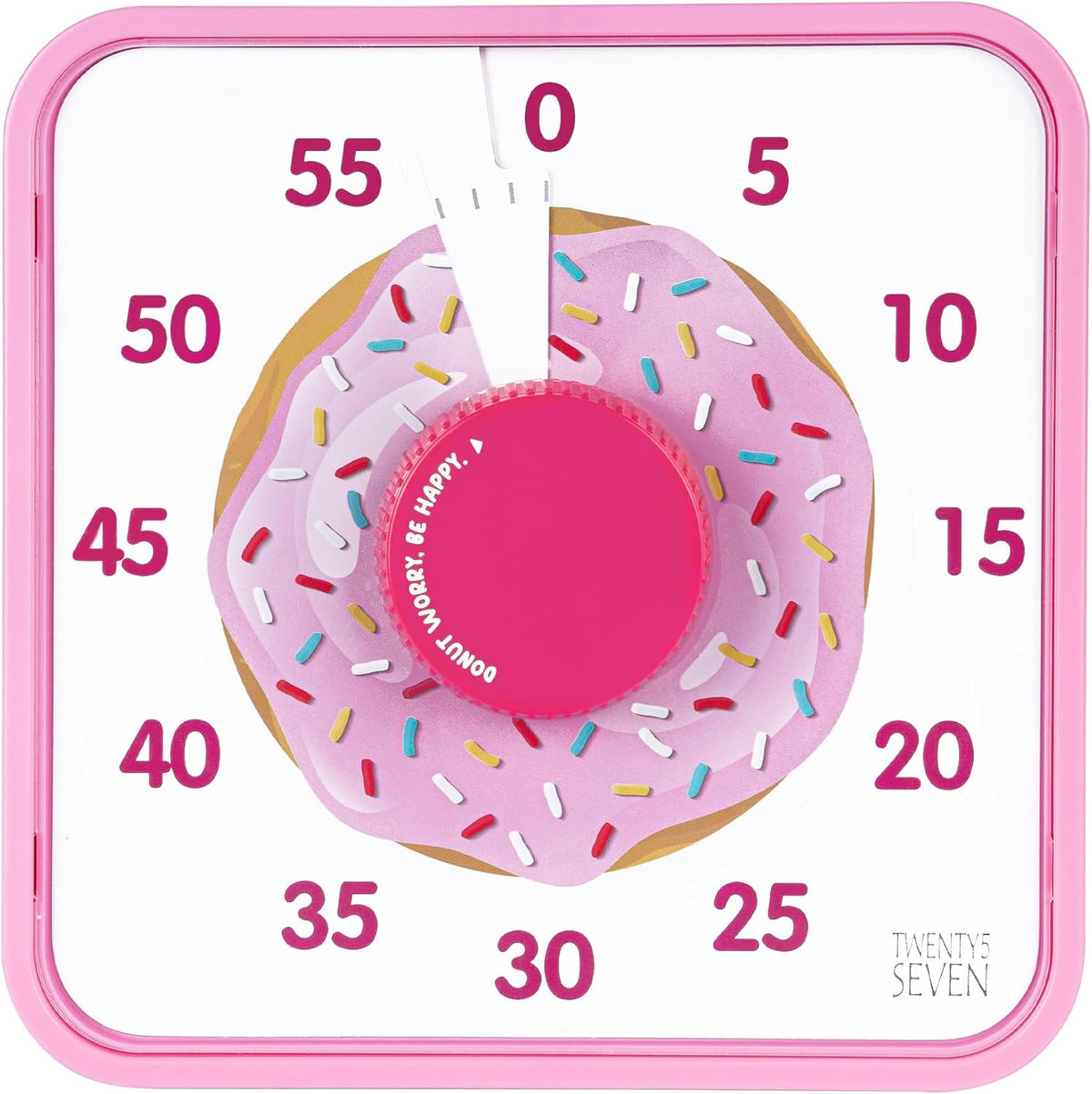 Countdown Timer 7.5 inch, 60 Minute 1 Hour Visual Timer for Classroom Teaching Tool Office Meeting, Mechanical Countdown Clock for Kids Exam Time Management Magnetic, Pink Donut