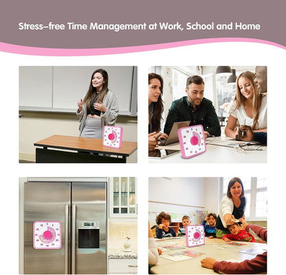 Countdown Timer 7.5 inch, 60 Minute 1 Hour Visual Timer for Classroom Teaching Tool Office Meeting, Mechanical Countdown Clock for Kids Exam Time Management Magnetic, Pink Donut