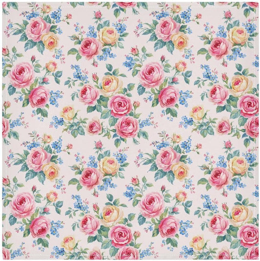 ALAZA Pink Rose & Blue Flower Floral Cloth Napkins Dinner Napkins Set of 6,Reusable Table Napkins Washable Polyester Fabric for Cocktail Party Holiday Wedding Home Decorative