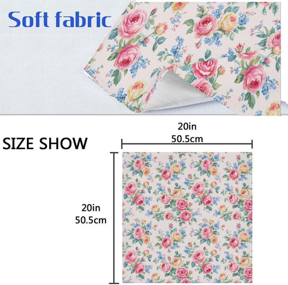 ALAZA Pink Rose & Blue Flower Floral Cloth Napkins Dinner Napkins Set of 6,Reusable Table Napkins Washable Polyester Fabric for Cocktail Party Holiday Wedding Home Decorative