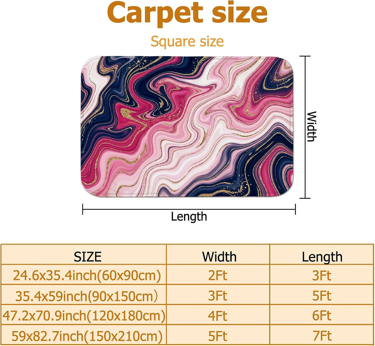Swirls Area Rug, Modern Abstract Gold Accents Peach Waves None Peach Low Pile Sponge Home Indoor Pattern Carpets Non Shedding Rugs for Living Room Bedroom Classroom College Dorm Decor 5' X 7'