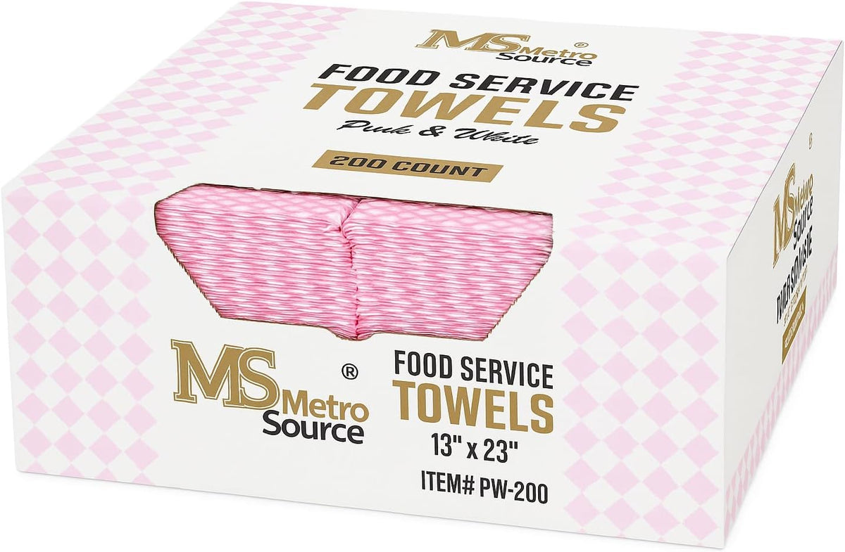 13" x 23" Pink Diamond-Pattern Reusable Foodservice Towels – Cloth-Like Low-Lint 1/4-Fold Cleaning Wipes for Restaurants, Kitchens & Bars | 200 Count Bulk Case