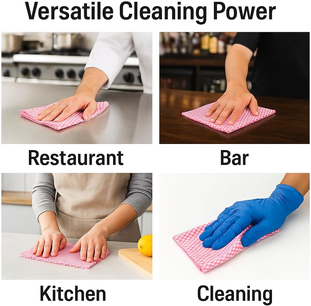 13" x 23" Pink Diamond-Pattern Reusable Foodservice Towels – Cloth-Like Low-Lint 1/4-Fold Cleaning Wipes for Restaurants, Kitchens & Bars | 200 Count Bulk Case