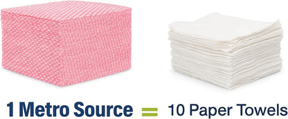 13" x 23" Pink Diamond-Pattern Reusable Foodservice Towels – Cloth-Like Low-Lint 1/4-Fold Cleaning Wipes for Restaurants, Kitchens & Bars | 200 Count Bulk Case