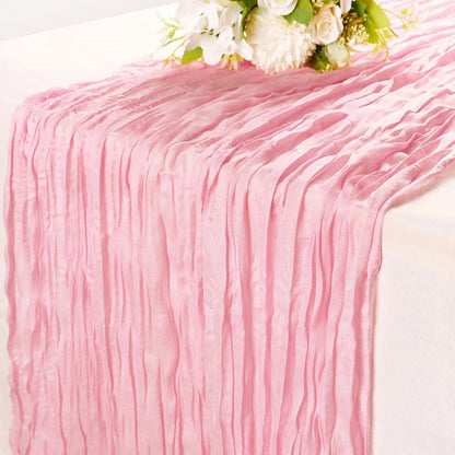Cheesecloth Table Runner Light Pink 10FT Gauze Rustic Cheese Cloth Dining Table Decor Runners Long for Mother's Day Party Wedding Bridal Easter Birthday Decorations 1Pack 35x120 Inches