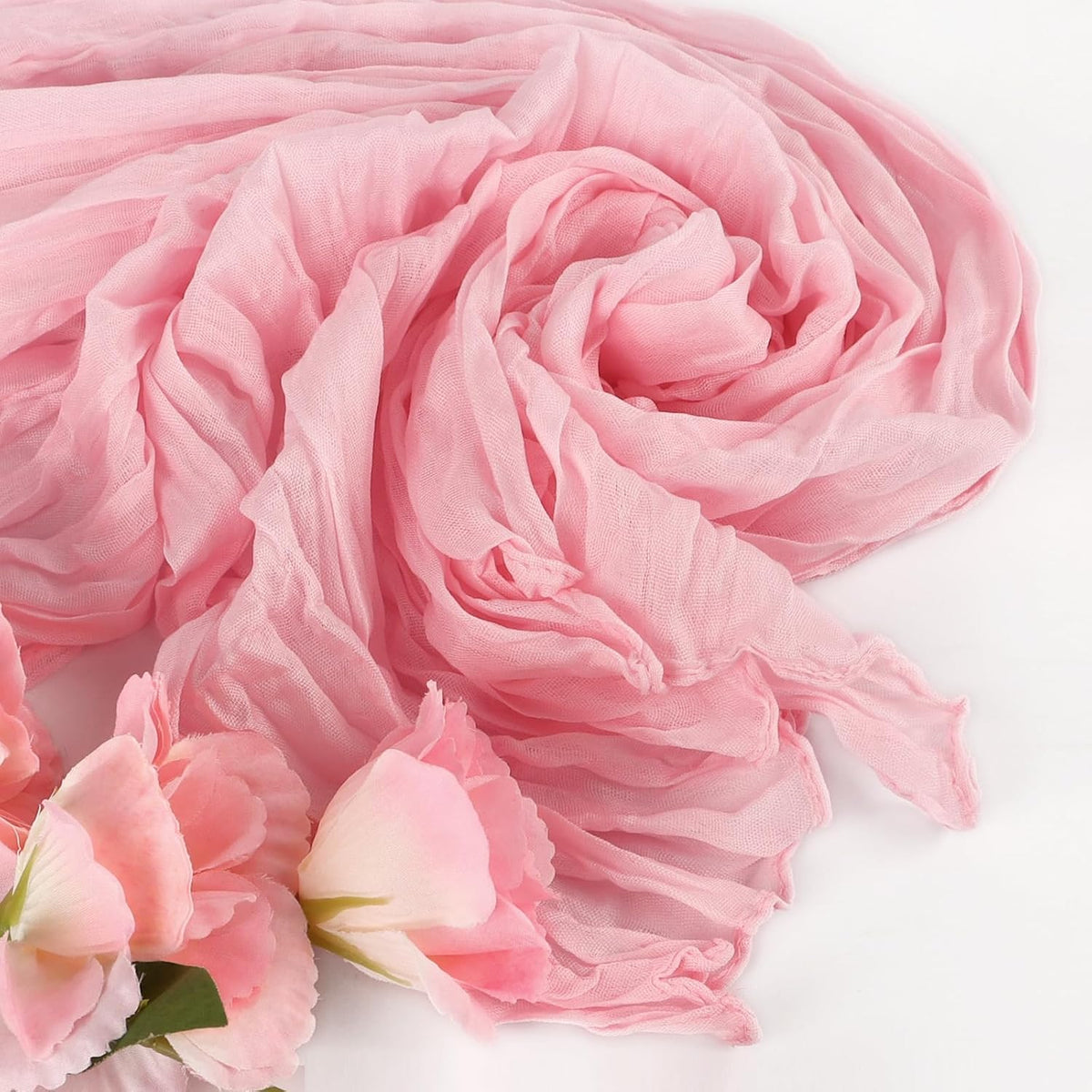 Cheesecloth Table Runner Light Pink 10FT Gauze Rustic Cheese Cloth Dining Table Decor Runners Long for Mother's Day Party Wedding Bridal Easter Birthday Decorations 1Pack 35x120 Inches