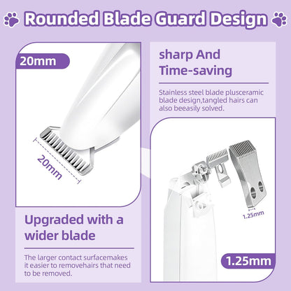 Dog Paw Trimmer with LED Light, Ultra-Quiet Pet Hair Clippers for Small Areas, Cordless Dog Grooming Kit for Paws, Eyes, Ears & Rump, Low Noise Rechargeable Shaver for Anxious Dogs & Cats