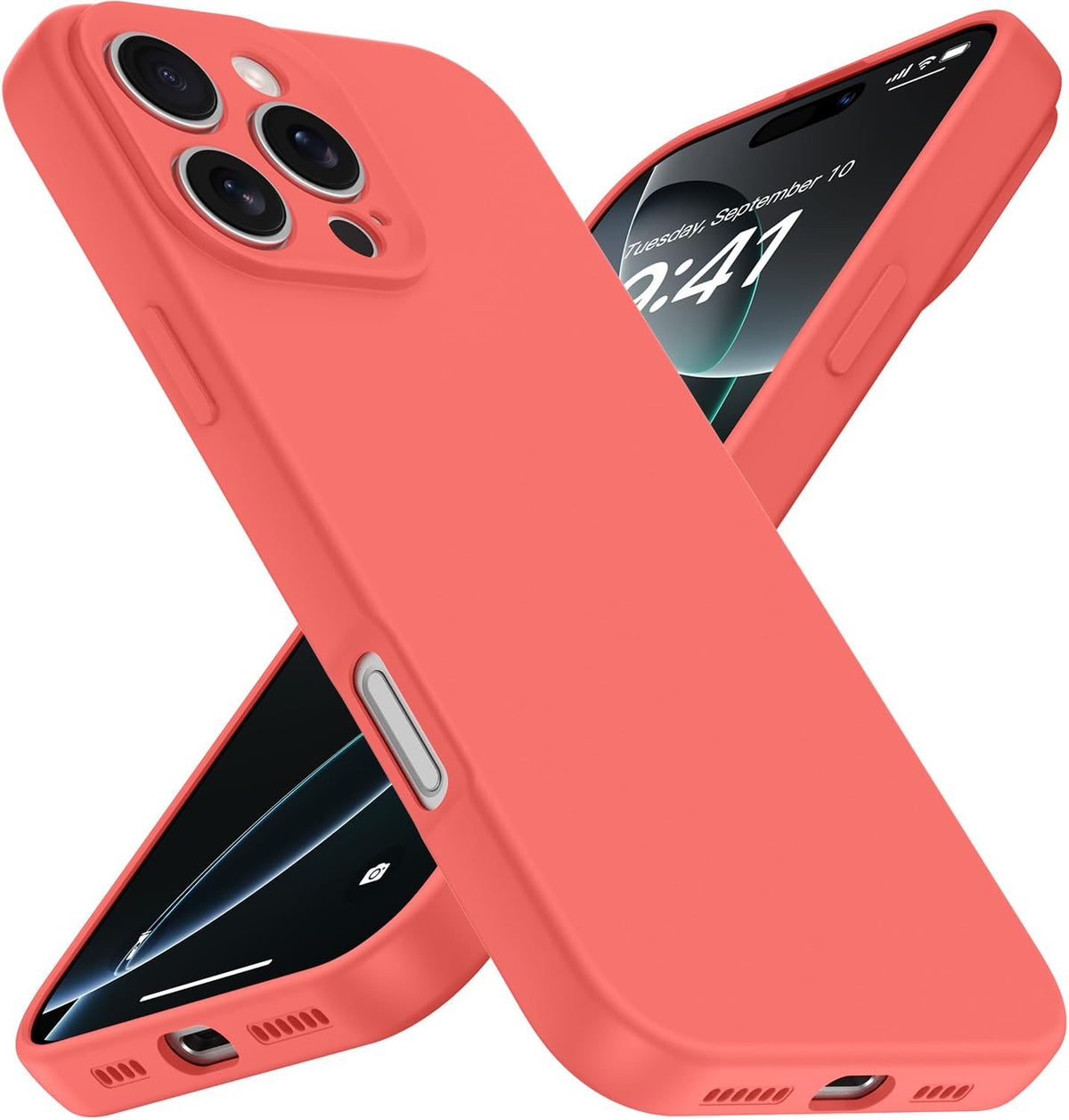 Compatible with iPhone 16 Pro Max Case, Liquid Silicone Upgrade [Camera Protection] [Soft Anti-Scratch Microfiber Lining] Shockproof Phone Case (Peach)