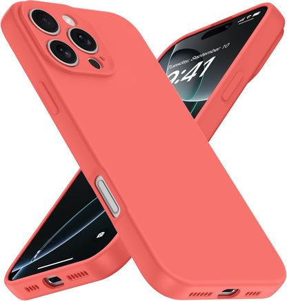 Compatible with iPhone 16 Pro Max Case, Liquid Silicone Upgrade [Camera Protection] [Soft Anti-Scratch Microfiber Lining] Shockproof Phone Case (Peach)