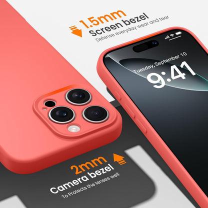 Compatible with iPhone 16 Pro Max Case, Liquid Silicone Upgrade [Camera Protection] [Soft Anti-Scratch Microfiber Lining] Shockproof Phone Case (Peach)