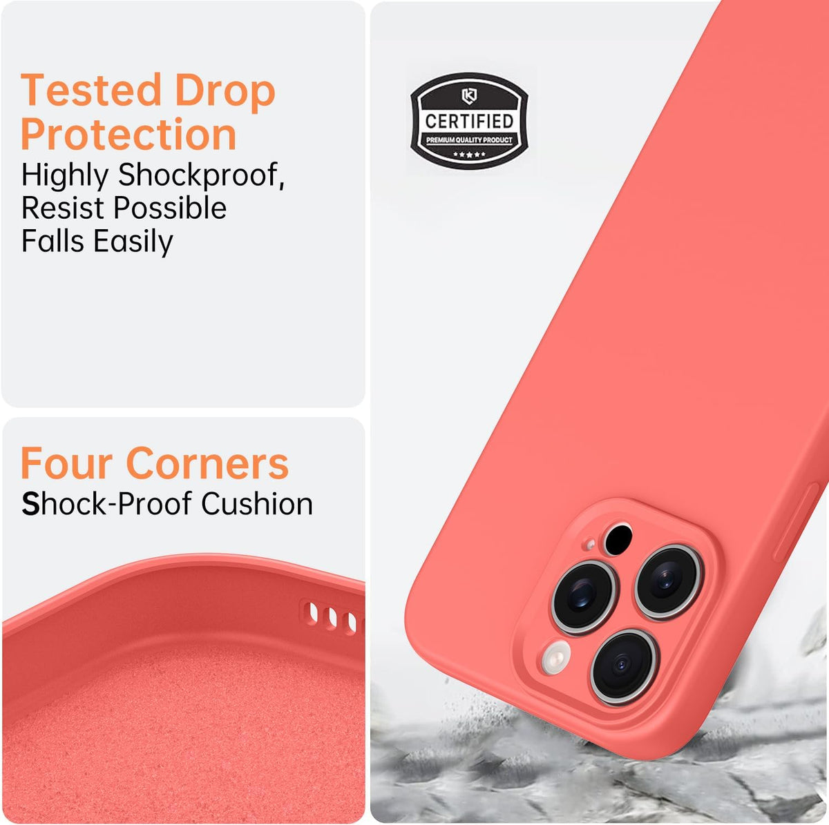 Compatible with iPhone 16 Pro Max Case, Liquid Silicone Upgrade [Camera Protection] [Soft Anti-Scratch Microfiber Lining] Shockproof Phone Case (Peach)