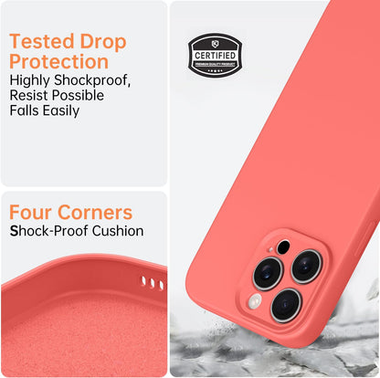 Compatible with iPhone 16 Pro Max Case, Liquid Silicone Upgrade [Camera Protection] [Soft Anti-Scratch Microfiber Lining] Shockproof Phone Case (Peach)