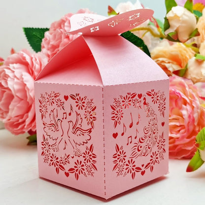 46 Pcs Candy Favor Boxes Laser Cut Flowers and Butterflies Peacock Dove Sing Creative Candy Chocolate Box Wedding Favors Box Baby Shower Favors Boxes Party Gifts Decors (Pink)