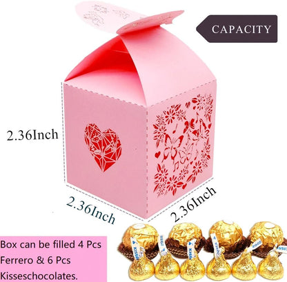 46 Pcs Candy Favor Boxes Laser Cut Flowers and Butterflies Peacock Dove Sing Creative Candy Chocolate Box Wedding Favors Box Baby Shower Favors Boxes Party Gifts Decors (Pink)