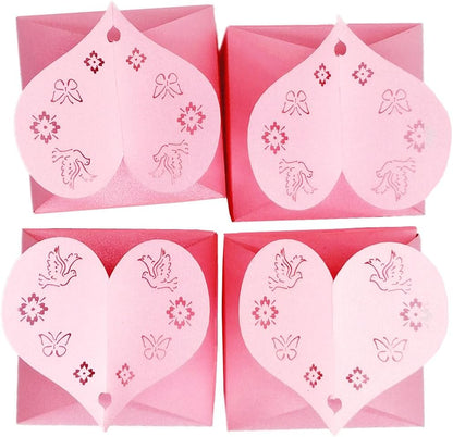 46 Pcs Candy Favor Boxes Laser Cut Flowers and Butterflies Peacock Dove Sing Creative Candy Chocolate Box Wedding Favors Box Baby Shower Favors Boxes Party Gifts Decors (Pink)