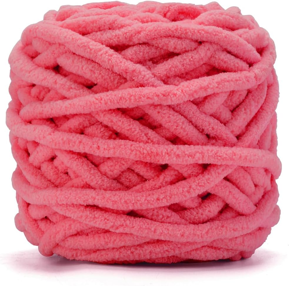 Blanket Yarn 100g/3.5oz - Rose Pink Chenille Yarn 6 Super Bulky - 72 Yards - Knitting, Crocheting & Crafts Chunky Yarn
