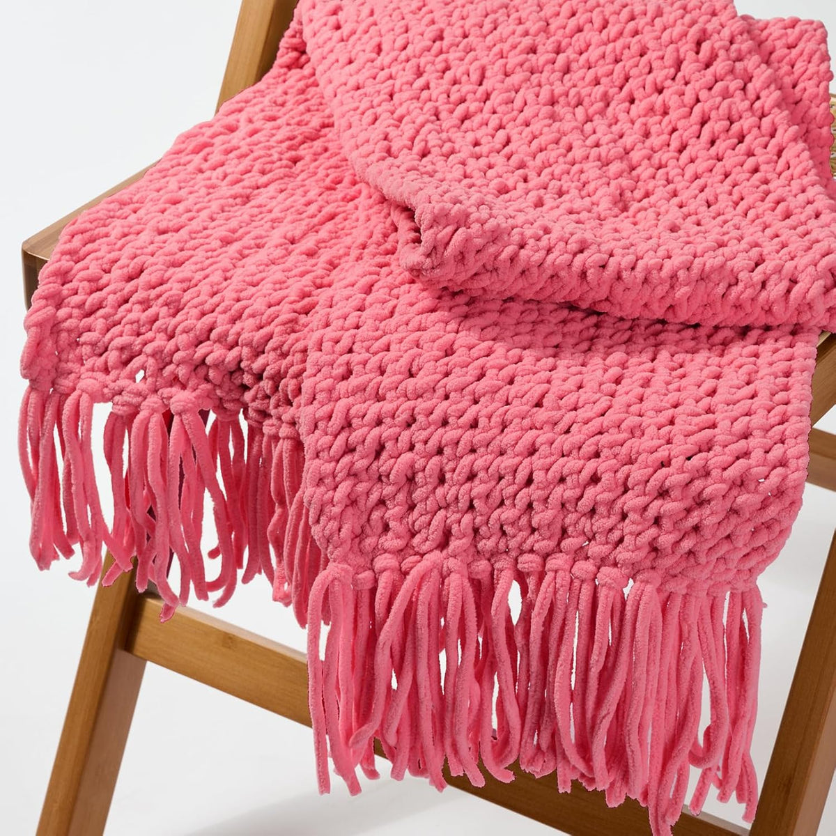 Blanket Yarn 100g/3.5oz - Rose Pink Chenille Yarn 6 Super Bulky - 72 Yards - Knitting, Crocheting & Crafts Chunky Yarn
