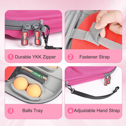 Carrying Case for Ping Pong Paddles/Table Tennis Paddles/Racquet Cyber Shape Hexagon,Fits for 2 Paddles and 4 balls