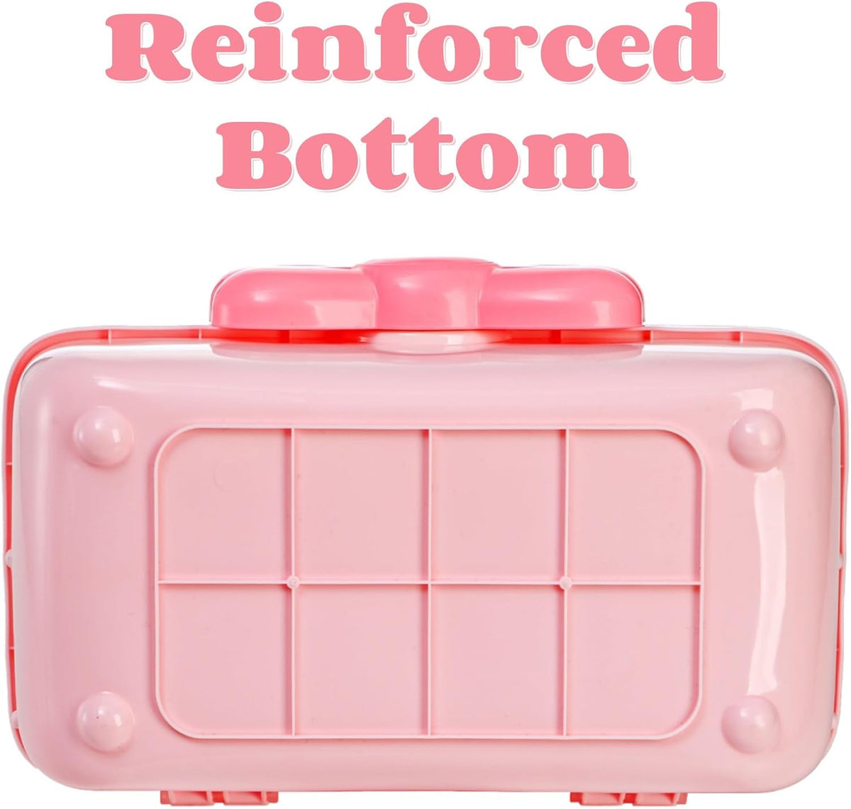11" Three-Layer Multipurpose Storage Box, Clear Plastic Art Craft Organizer, Portable First Aids Case with Handle Trays for Kids, Sewing Makeup Nail Hair Accessories, Home School Office(Pink)