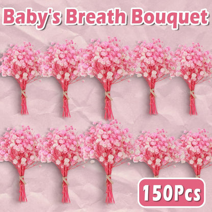 9000+ Bloom Pink Dried Babys Breath Flowers 150 Stems - Bulk Gypsophila Bouquet, Natural Real Dried Flowers for Wedding, DIY Crafts, Resin Art, Vase Filler, Romantic Home Decor, Wreath Floral