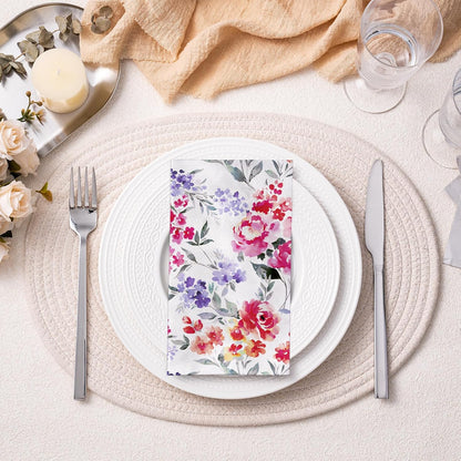 Decorative Paper Hand Towels Pink Flower Disposable Napkins for Bathroom, Guest Room & Kitchen, 3 Ply 4.3" x 7.5" Folded Seasonal Dinner Decorative for Wedding, Baby Shower Party, 50 Packs