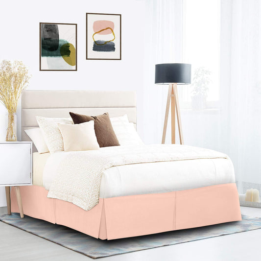 Luxury Queen Size Bedskirt 600TC 100% Egyptian Cotton Peach Bed Skirt Queen Size 16" Drop Length, Tailored Fit, Classic Pleated Style - Peach Solid
