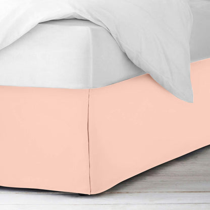 Luxury Queen Size Bedskirt 600TC 100% Egyptian Cotton Peach Bed Skirt Queen Size 16" Drop Length, Tailored Fit, Classic Pleated Style - Peach Solid