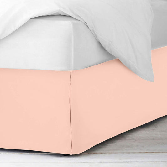 Luxury Queen Size Bedskirt 600TC 100% Egyptian Cotton Peach Bed Skirt Queen Size 16" Drop Length, Tailored Fit, Classic Pleated Style - Peach Solid