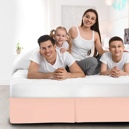Luxury Queen Size Bedskirt 600TC 100% Egyptian Cotton Peach Bed Skirt Queen Size 16" Drop Length, Tailored Fit, Classic Pleated Style - Peach Solid