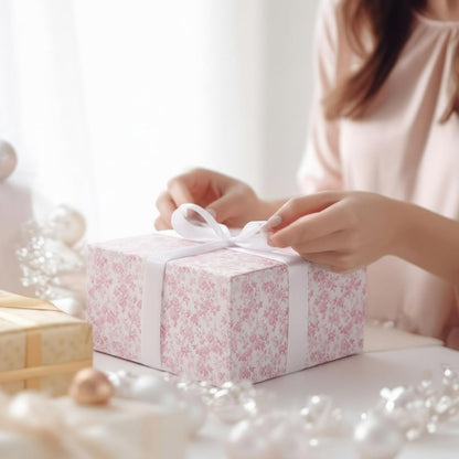8 Pack Pink Floral bridesmaid proposal Gift Boxes with Ribbon