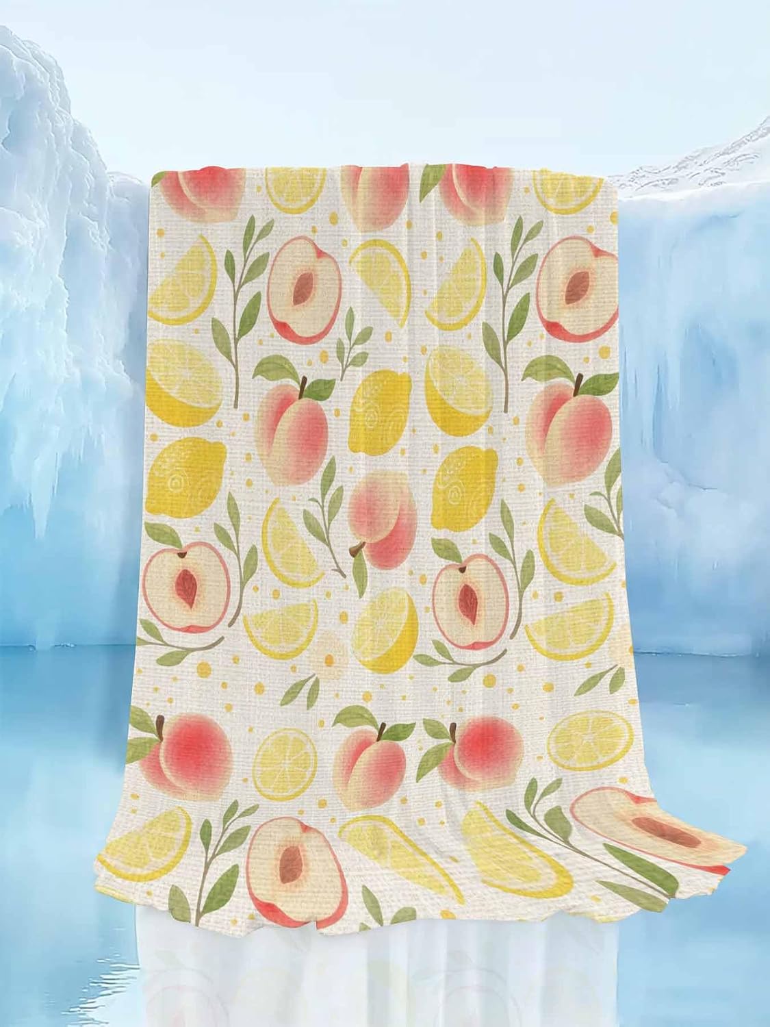 Cooling Blanket for Hot Sleepers, Summer Fruit Lightweight Breathable Summer Blanket, Spring Botanical Lemon Peach Rustic Double-Side Cool Throw Blankets for Sleeping Travel, 30"x40"