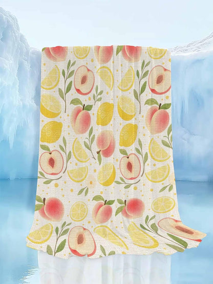 Cooling Blanket for Hot Sleepers, Summer Fruit Lightweight Breathable Summer Blanket, Spring Botanical Lemon Peach Rustic Double-Side Cool Throw Blankets for Sleeping Travel, 30"x40"