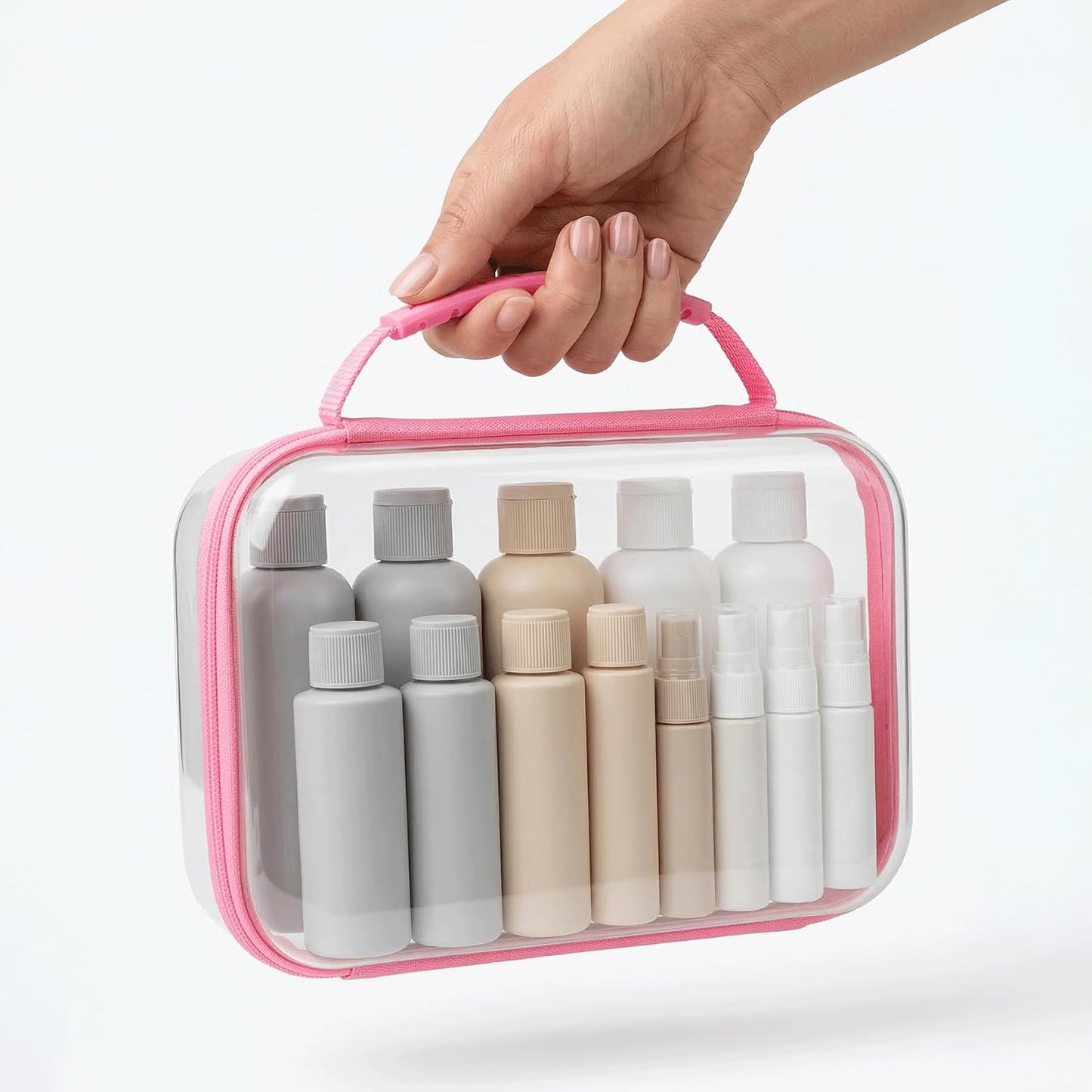 Clear Hard Shell Organizer Cases, 3 Pack with Handle