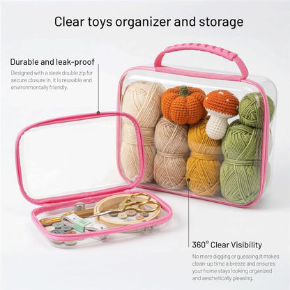 Clear Hard Shell Organizer Cases, 3 Pack with Handle