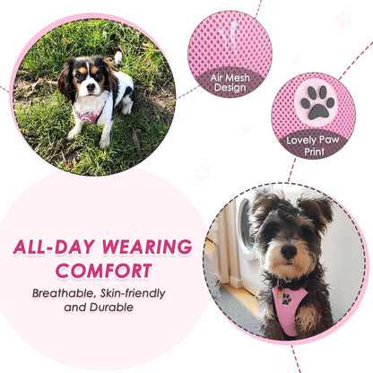 Lukovee Dog Car Harness Seat Belt, Adjustable Mesh Breathable Vest with Elastic Bungee Tether, Soft Padded 2-in-1 Safety Car Harness Seatbelt for Small Medium Large Dogs (A-Pink,M)