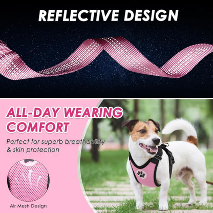 Lukovee Dog Car Harness Seat Belt, Adjustable Mesh Breathable Vest with Elastic Bungee Tether, Soft Padded 2-in-1 Safety Car Harness Seatbelt for Small Medium Large Dogs (A-Pink,M)