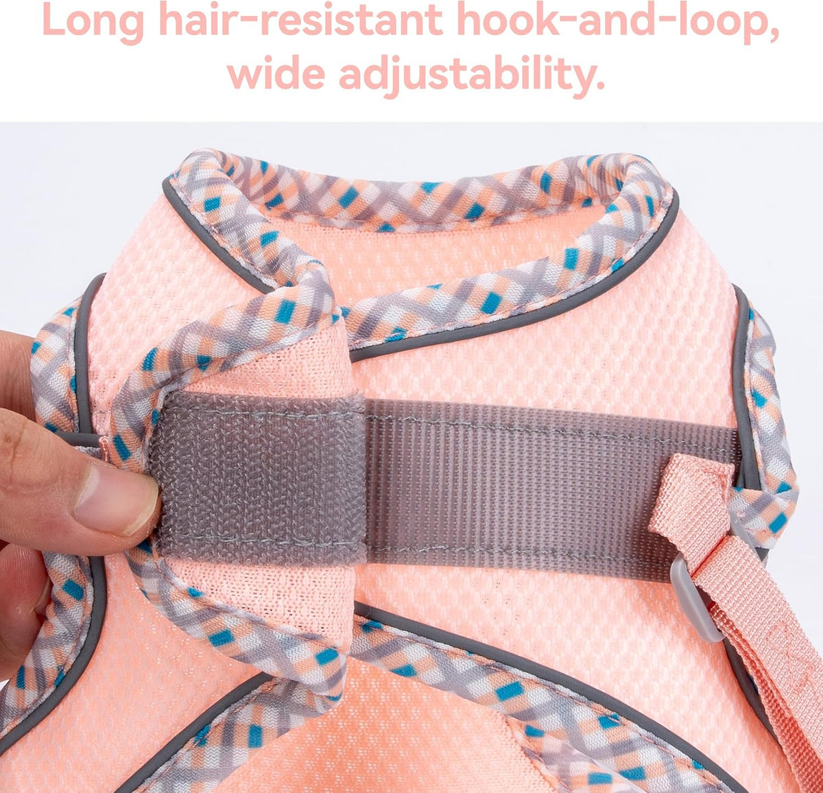 Petank Dog Harness (Pink, L) - Jacquard Mesh, Velcro Design, Reflective Strip, No Pull, Puppy Harness and Leash Set, Small to Medium Dogs, Walking, Running, Training