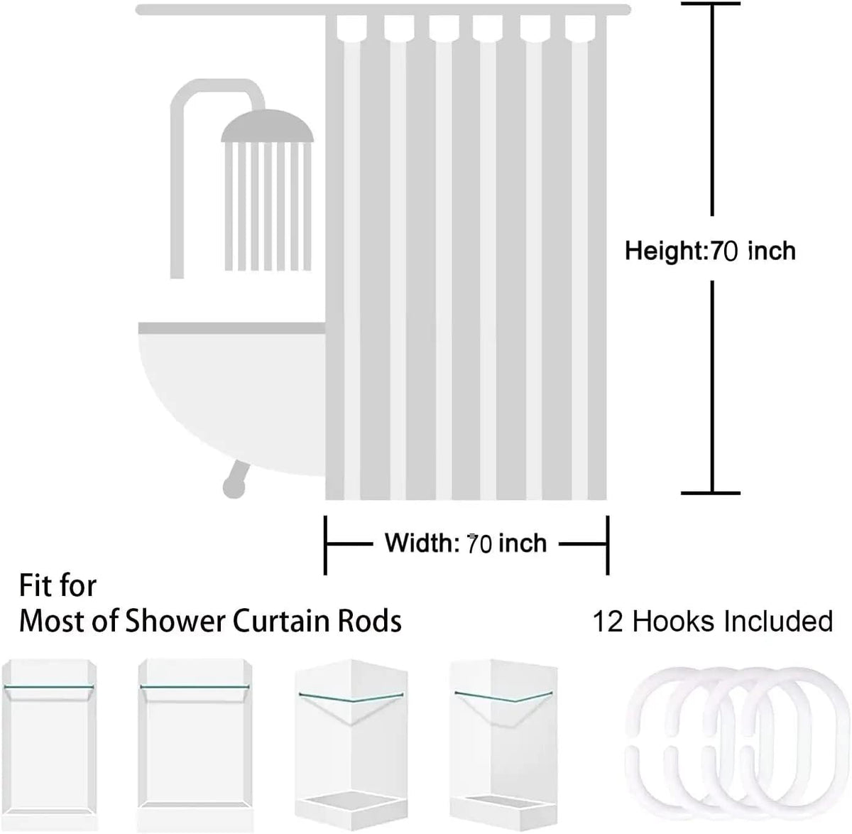 Pink White Gingham Shower Curtain,70" Wx70 H