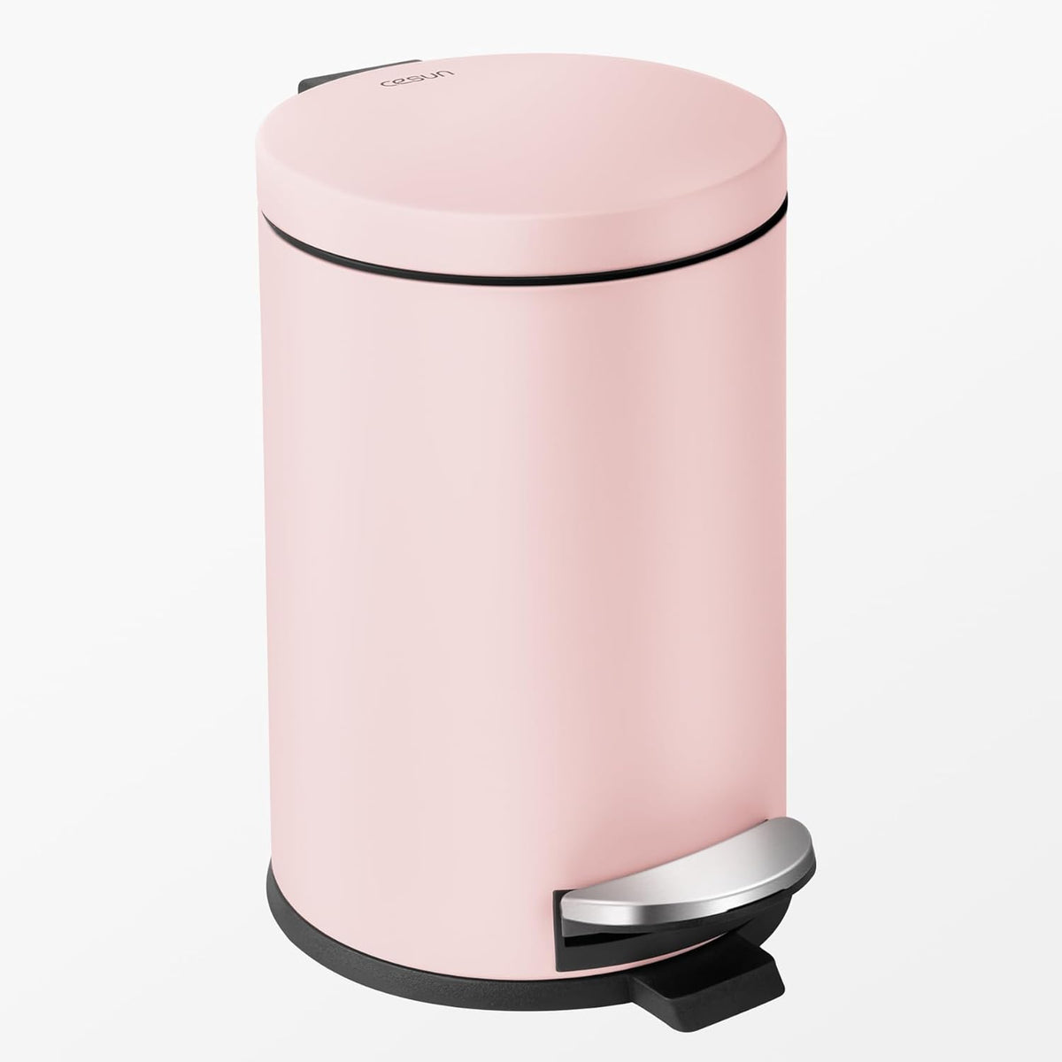 Small Round Bathroom Trash Can with Lid Soft Close, 1.2 Gal, Pink