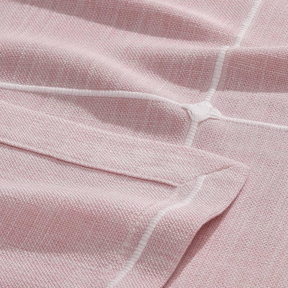 ZeeMart Grid Embroidered Rectangle Hemmed Tablecloths 60x84in, Pink