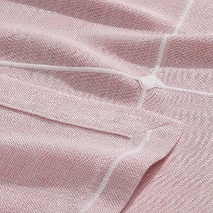 ZeeMart Grid Embroidered Rectangle Hemmed Tablecloths 60x84in, Pink