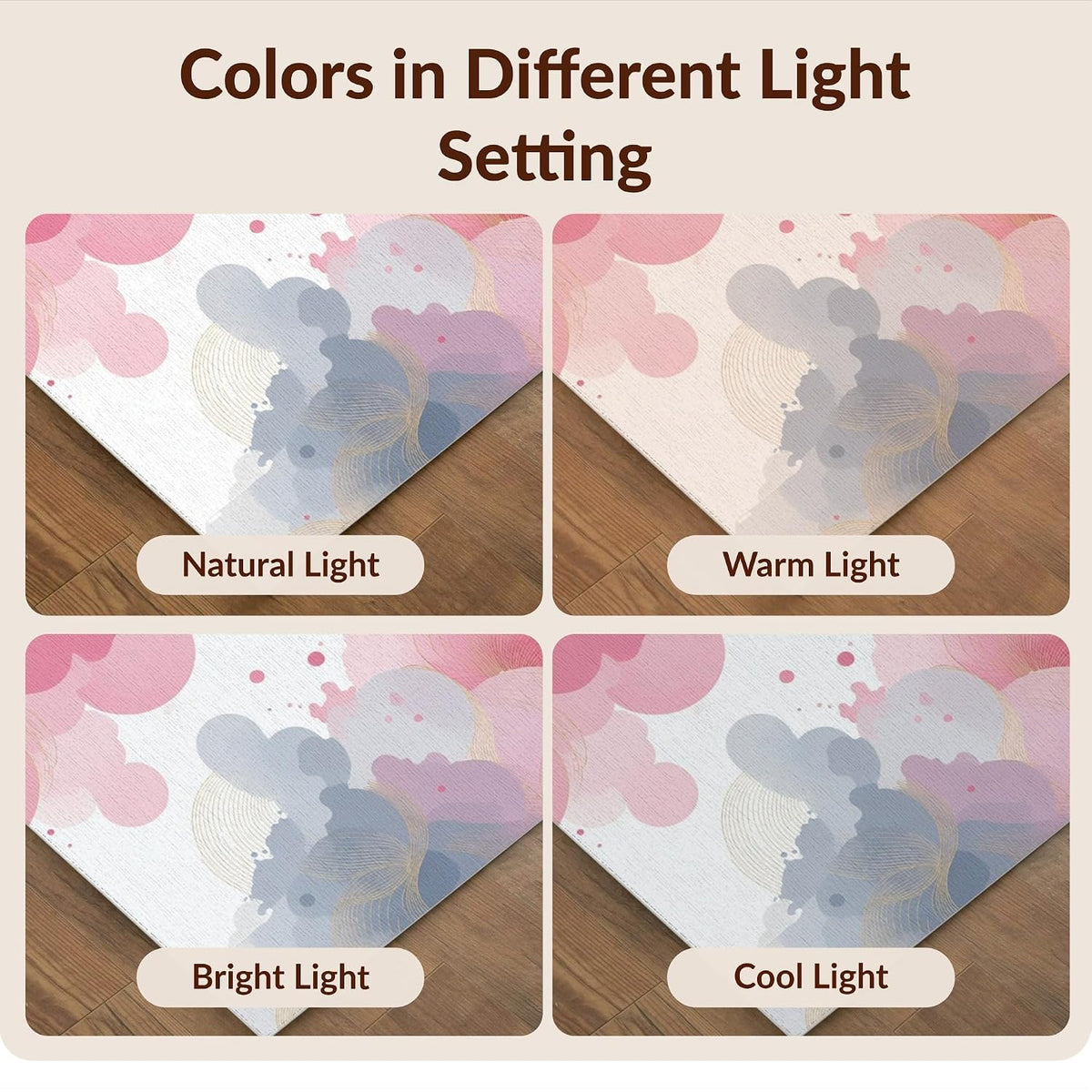 6'x9' Smooth Finish Abstract Abstract Foldable Mat, Blush Pink for Dining Room, Under Table, Office, Snag-Free Chair-Friendly Large Carpet | 2137567