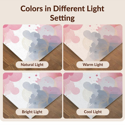 6'x9' Smooth Finish Abstract Abstract Foldable Mat, Blush Pink for Dining Room, Under Table, Office, Snag-Free Chair-Friendly Large Carpet | 2137567
