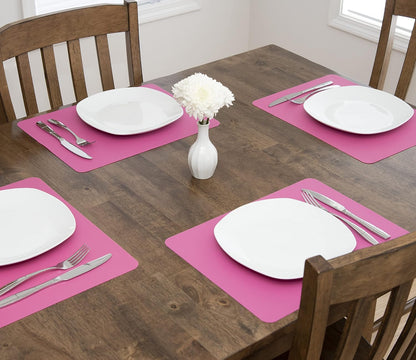 É, Placemats Set of 4, Silicone Placemats, Table Mats, Non-Slip, Easy to Clean, Heat Resistant, Flexible, 20% Thicker, 16 x 12 inches x 1.1mm, Pink