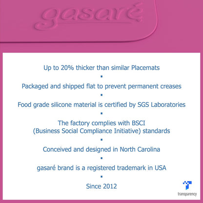 É, Placemats Set of 4, Silicone Placemats, Table Mats, Non-Slip, Easy to Clean, Heat Resistant, Flexible, 20% Thicker, 16 x 12 inches x 1.1mm, Pink
