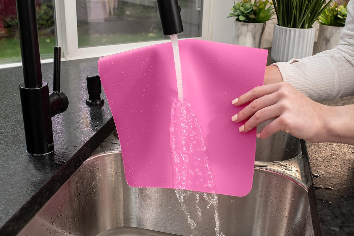 É, Placemats Set of 4, Silicone Placemats, Table Mats, Non-Slip, Easy to Clean, Heat Resistant, Flexible, 20% Thicker, 16 x 12 inches x 1.1mm, Pink