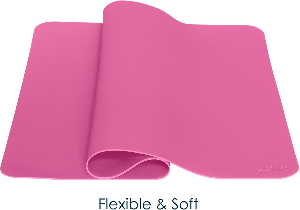 É, Placemats Set of 4, Silicone Placemats, Table Mats, Non-Slip, Easy to Clean, Heat Resistant, Flexible, 20% Thicker, 16 x 12 inches x 1.1mm, Pink